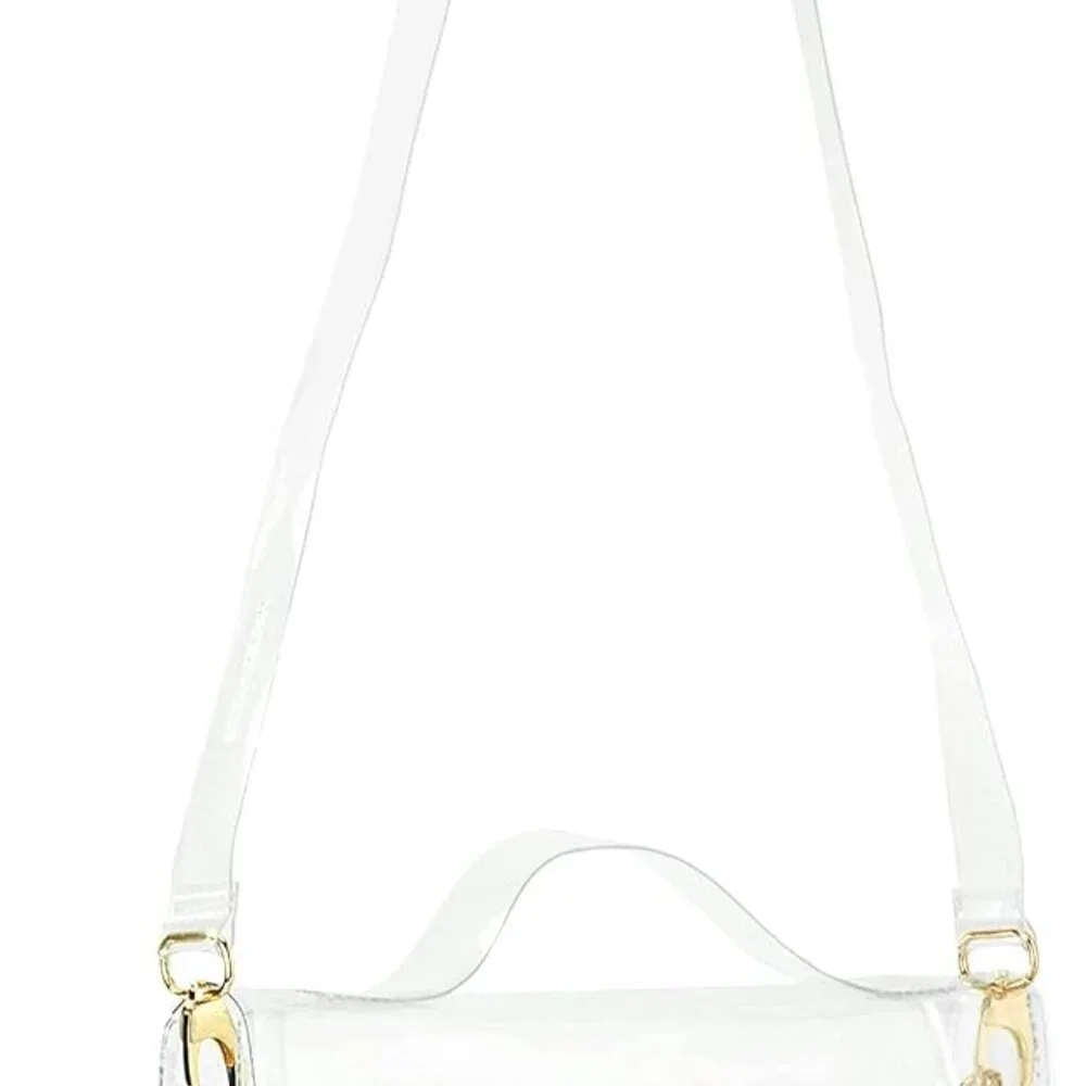 Clear PVC Crossbody Bag Women’s Stadium Approved with Turn Lock Closure